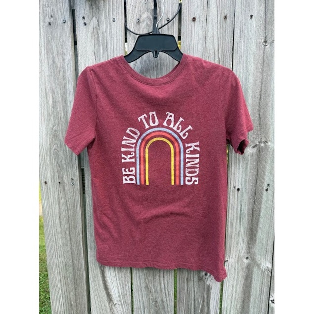 Retro Boho Rainbow Cat & Jack Graphic Tee XL 16 Red Be Kind To All Kinds T-Shirt